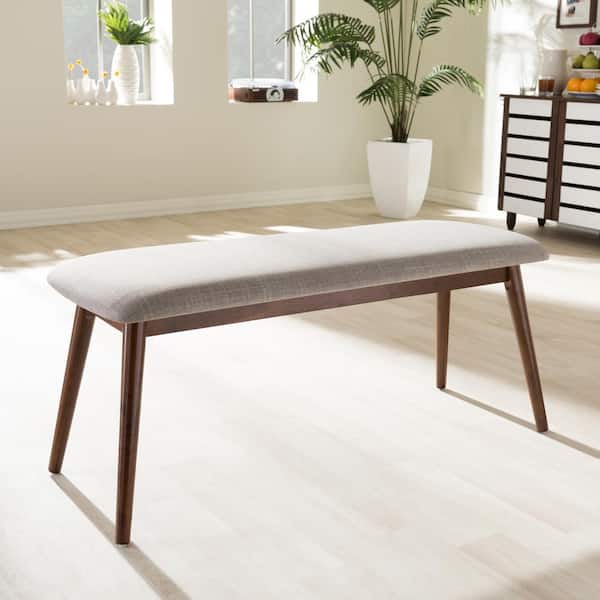 Baxton Studio Flora Beige Fabric Upholstered Dining Bench