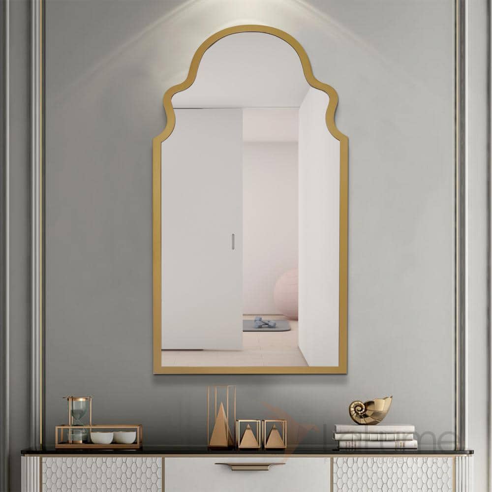 Home Bathroom Decorative Wall Mounted Embossed Mirror with Golden Stainless  Steel Frame - China Glitter Mirror, Glass Mirror