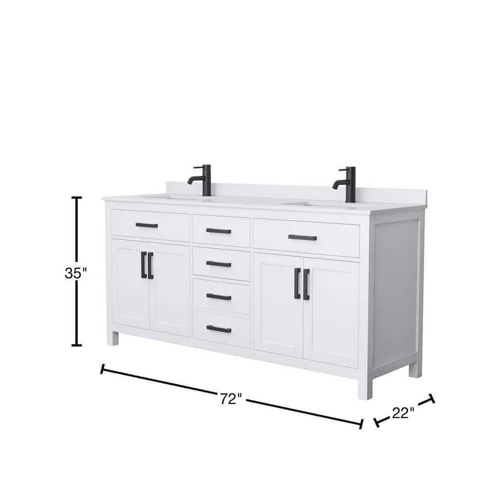 Beckett 72" White Double Bathroom Vanity with Cultured Marble Top