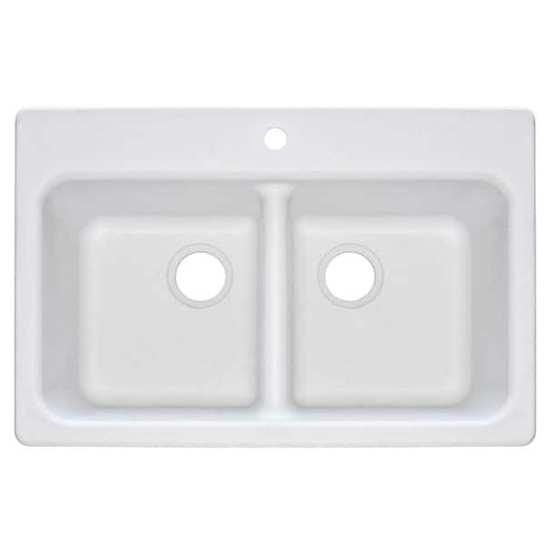 Franke Dual Mount Composite Granite 33.in 1-Hole Double Bowl Kitchen Sink in White