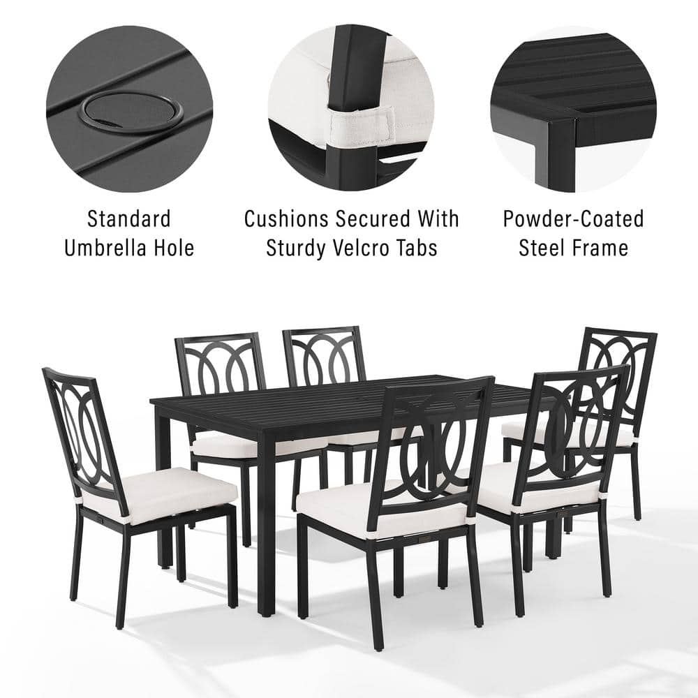 Chambers Black and Cream 7-Piece Steel Outdoor Dining Set