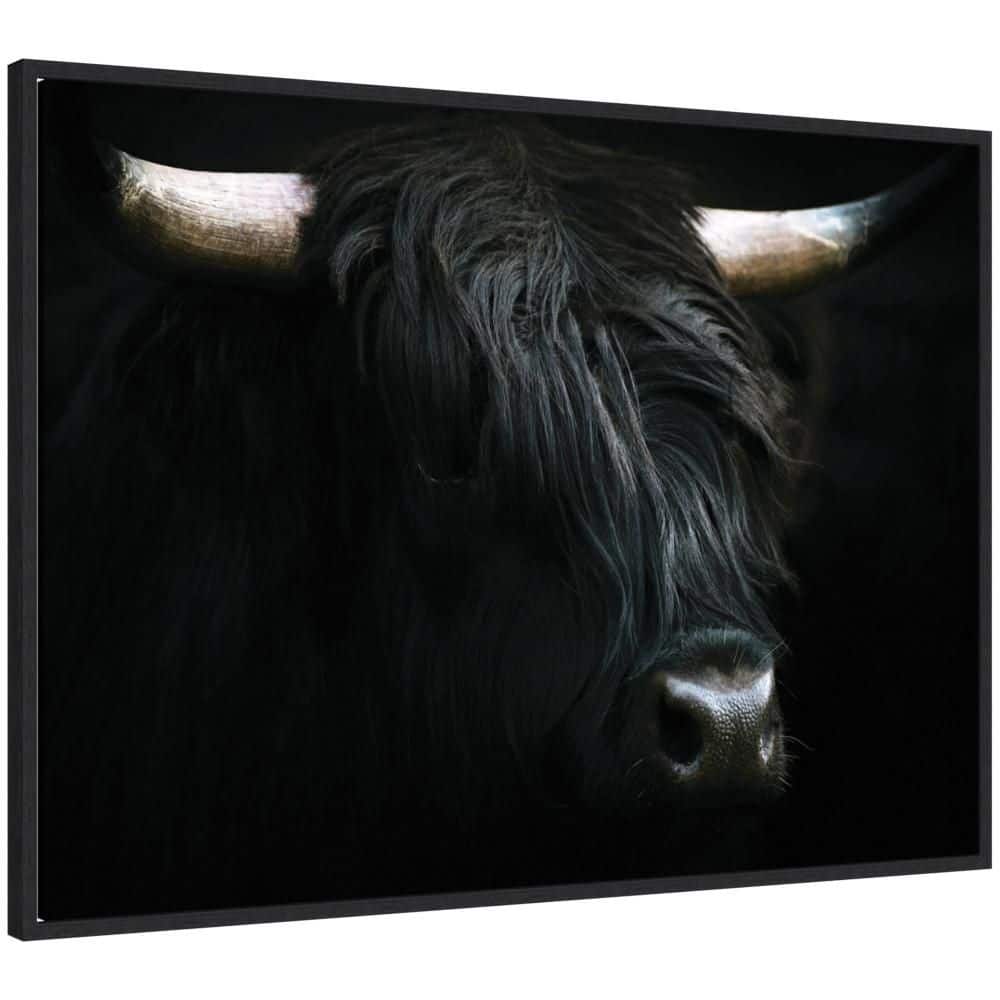 "Sylvie ""Minimalist Black Highland Cow"" by Michael Schauer Animals Framed Art Print 28 in. x 38 in." price history on PriceWatchPro