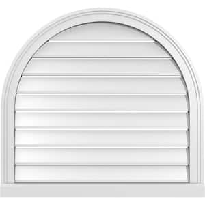 30 in. x 28 in. Round Top White PVC Paintable Gable Louver Vent Functional