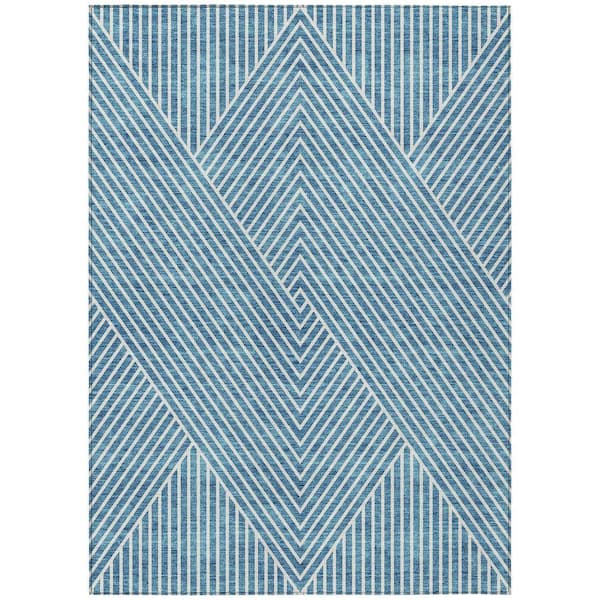 Chantille Machine Washable Indoor/Outdoor Abstract ACN937 Teal 8 ft. x 10 ft. Area Rug