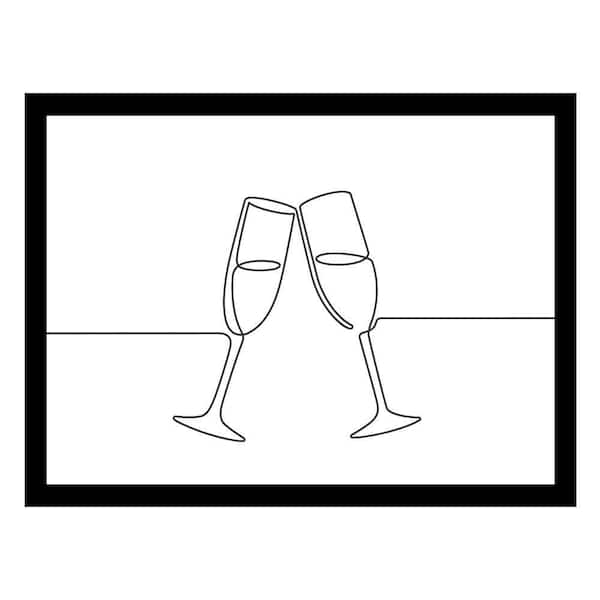VENICE BEACH Collections Champagne Toasting Line Art by Unknown 1 Piece Framed Graphic Print Abstract Poster Art Print 18 in. x 14 in.