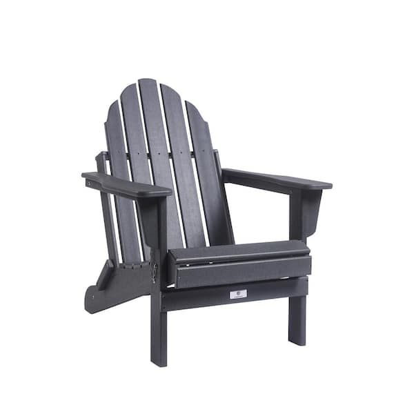 Clihome Foldable Outdoor Adirondack Chair for Garden Porch Patio Deck Backyard, Weather Resistant Accent Furniture(Grey)