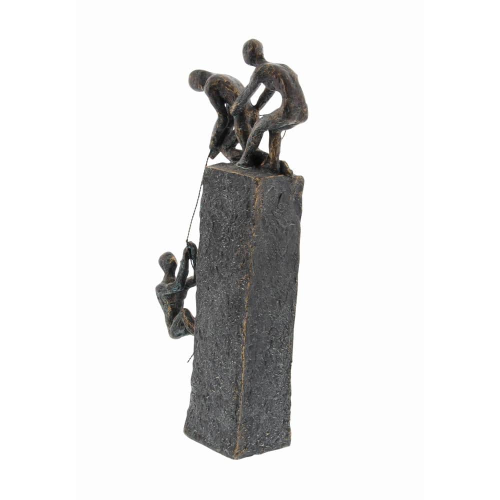 Industrial Gray Polystone Climbing Figures Sculpture 7" x 17"