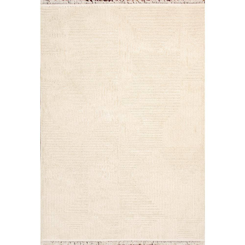 Pasargad Home Sutton Ivory 12 ft. x 15 ft. Striped Polypropylene and