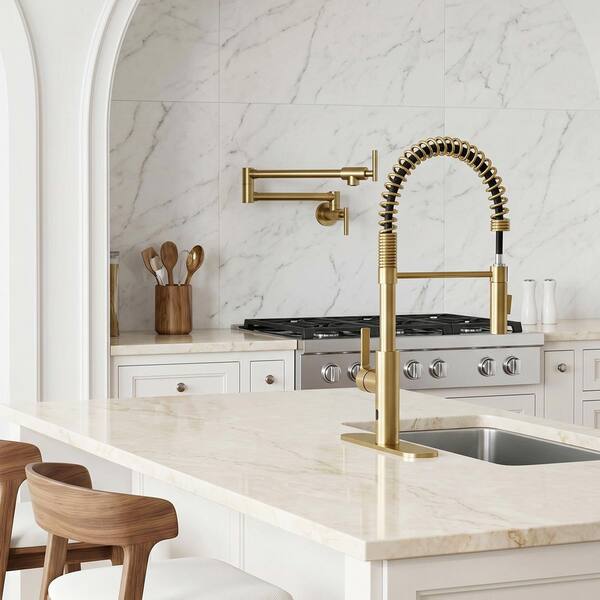 ANZZI Ola Series Brushed Gold 22 in. H Touchless Pull-Down Sprayer