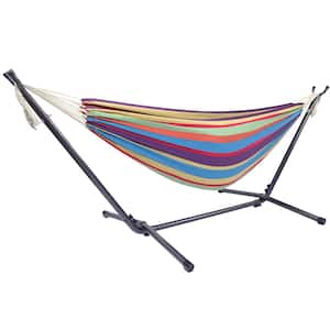 78.7 in. Portable Hammock Bed Hammock with Stand in Multi-Colored