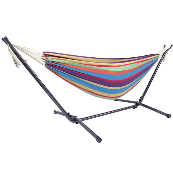 Karl home 78.7 in. Portable Hammock Bed Hammock with Stand in Multi-Colored