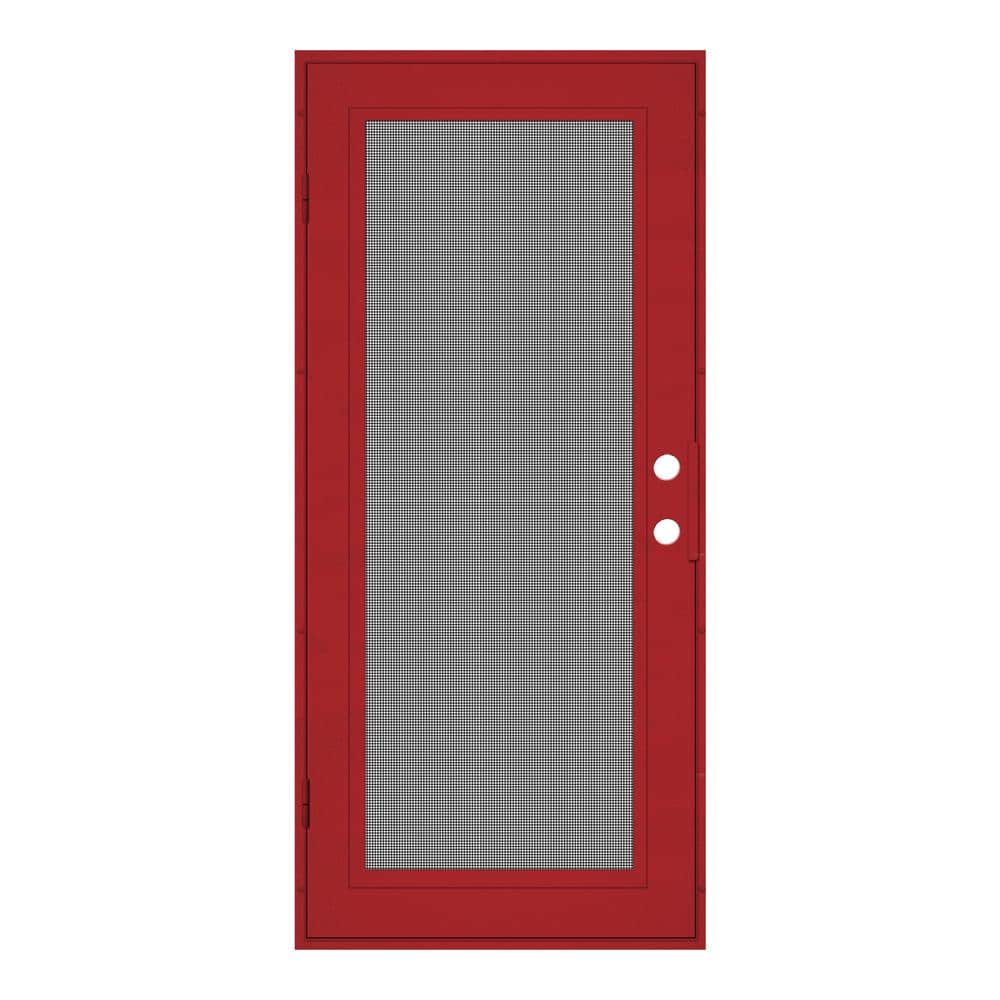 Full View 30 in. x 80 in. Right-Hand/Outswing Red Aluminum Security Door with Meshtec Screen -  Unique Home Designs, 3S0000CL2RD00A