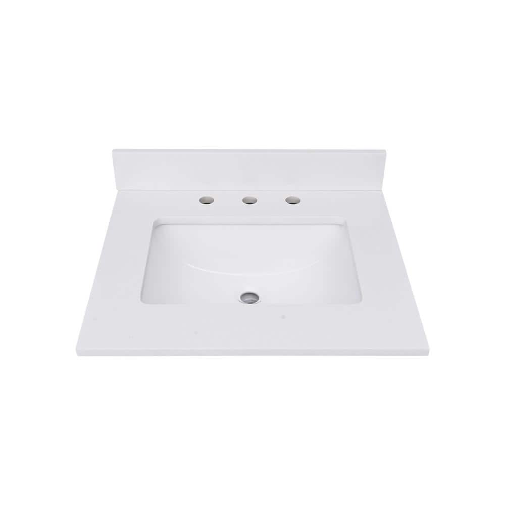 25'' Everest White Quartz Vanity Top with Rectangular Sink
