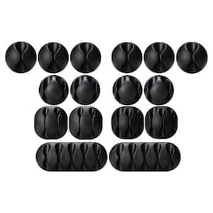 16 Pack Black Cord Holder Cable Clips Desk Cable Management Cord Organizer Bedside Wire Keeper Straps for Office