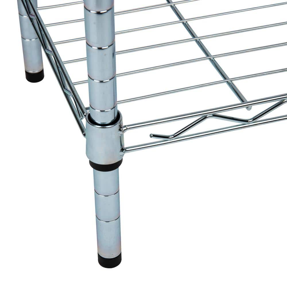 Industrial 4-Tier Chromed Steel Adjustable Shelving Unit, Silver
