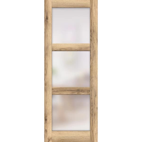 18 in. x 84 in. Solid Wood Frosted Glass Oak Interior Door Slab