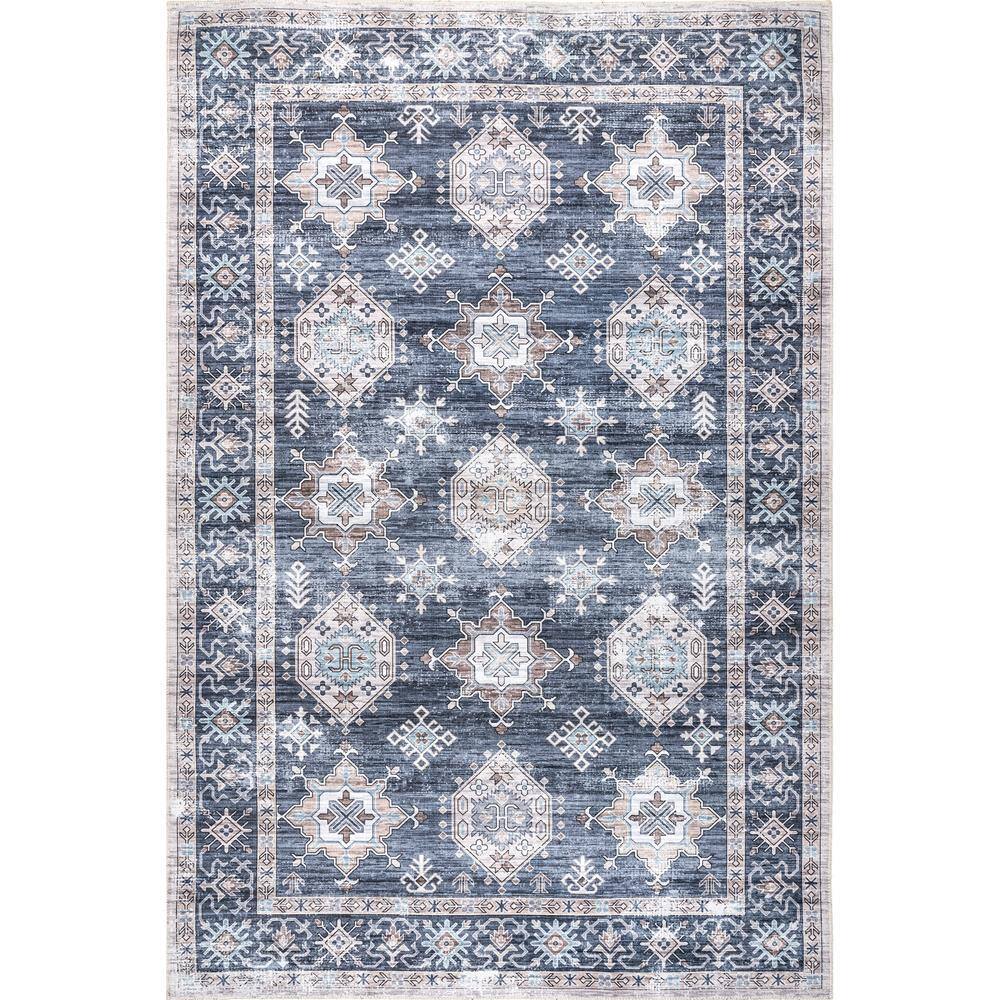 Finley Machine Washable Vintage Distressed Grey 4 ft. x 6 ft. Indoor Area Rug