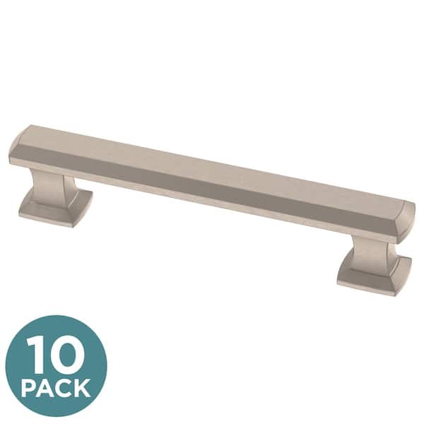 (10-Pack) Chamfered Slim Bar 3-3/4 in. (96 mm) Classic Satin Nickel Cabinet Handle Drawer Bar Pulls