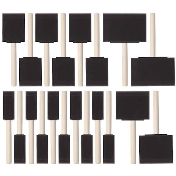 25 Pieces 1-Inch Foam Brush Set Sponge Paint Brushes Wooden Handle  Lightweight for Drawing Painting