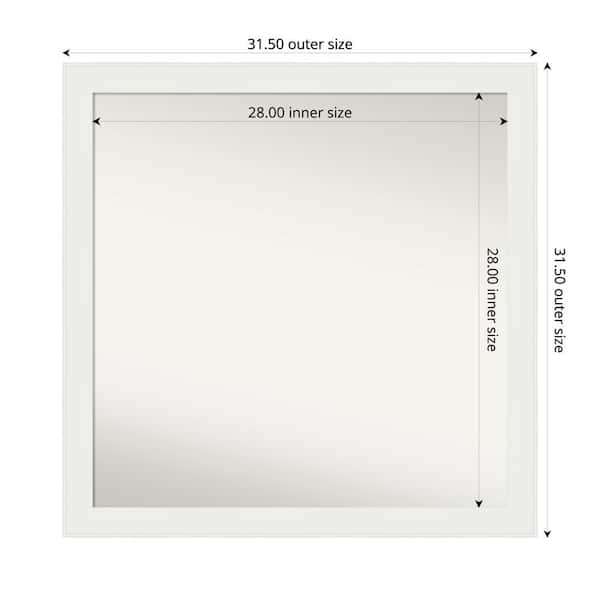 Amanti Art Vanity White Narrow 31.5 in. x 31.5 in. Custom Non-Beveled Recycled Polystyrene Framed Bathroom Vanity Wall Mirror