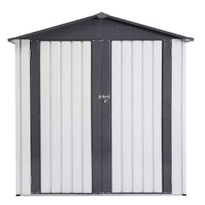 4 ft. W x 6 ft. D Grey White Metal Storage Shed with 2 Rainproof Hinge Door (24 sq. ft.)
