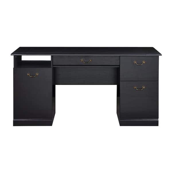 SAINT BIRCH Yahya 60 in. Rectangular Espresso Wood 2-Drawers Writing Desk with Shelves and Storage