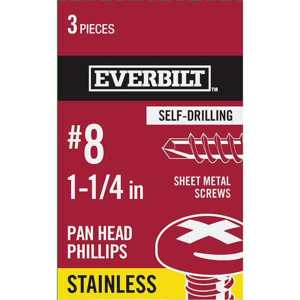 Everbilt #8 1-1/4 in. Phillips Pan-Head-Self-Drilling Sheet Metal Screwss (3-Pack)