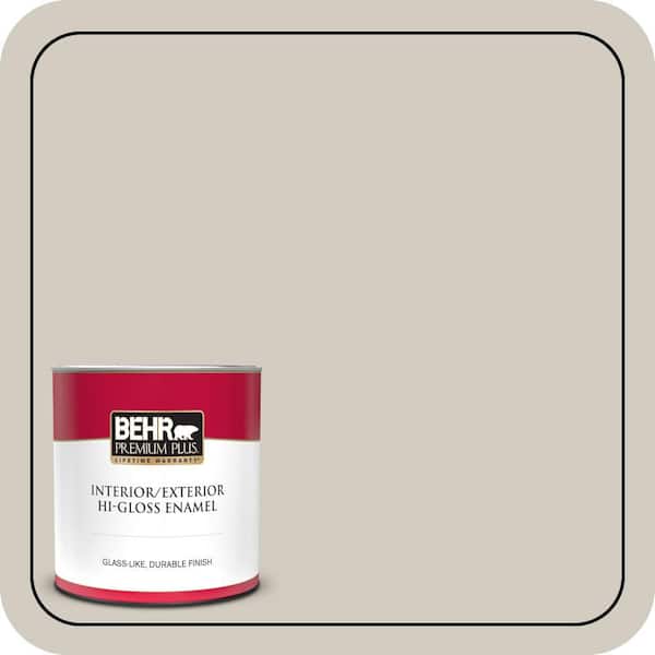 BEHR PREMIUM PLUS 1 qt. #N320-2 Toasty Gray Hi-Gloss Enamel Interior/Exterior Paint & Primer