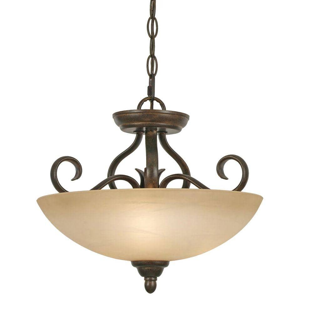 Golden Lighting Riverton Collection 3-Light Peppercorn Semi-Flush Mount ...