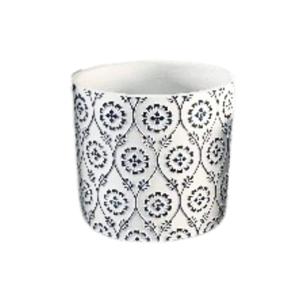 5.3 in. Blue and White Concrete Forma Cylinder Planter