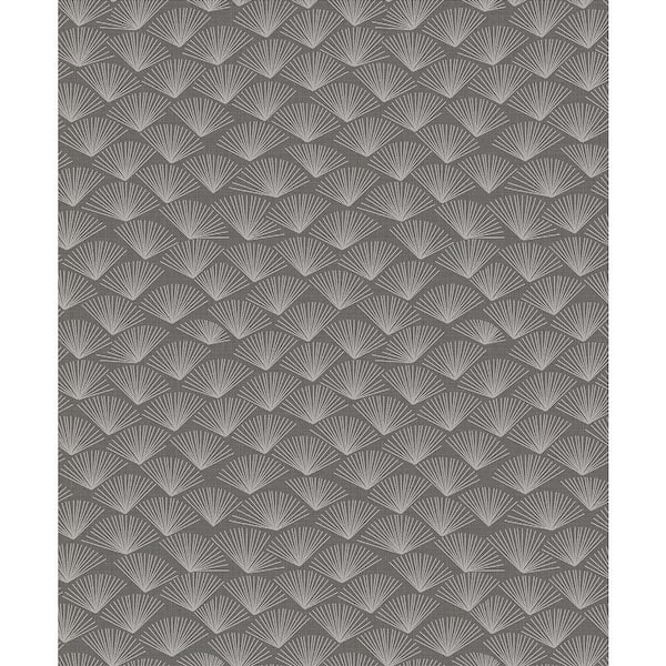 A-Street Prints Grey Asteria Charcoal Fan Wallpaper Sample