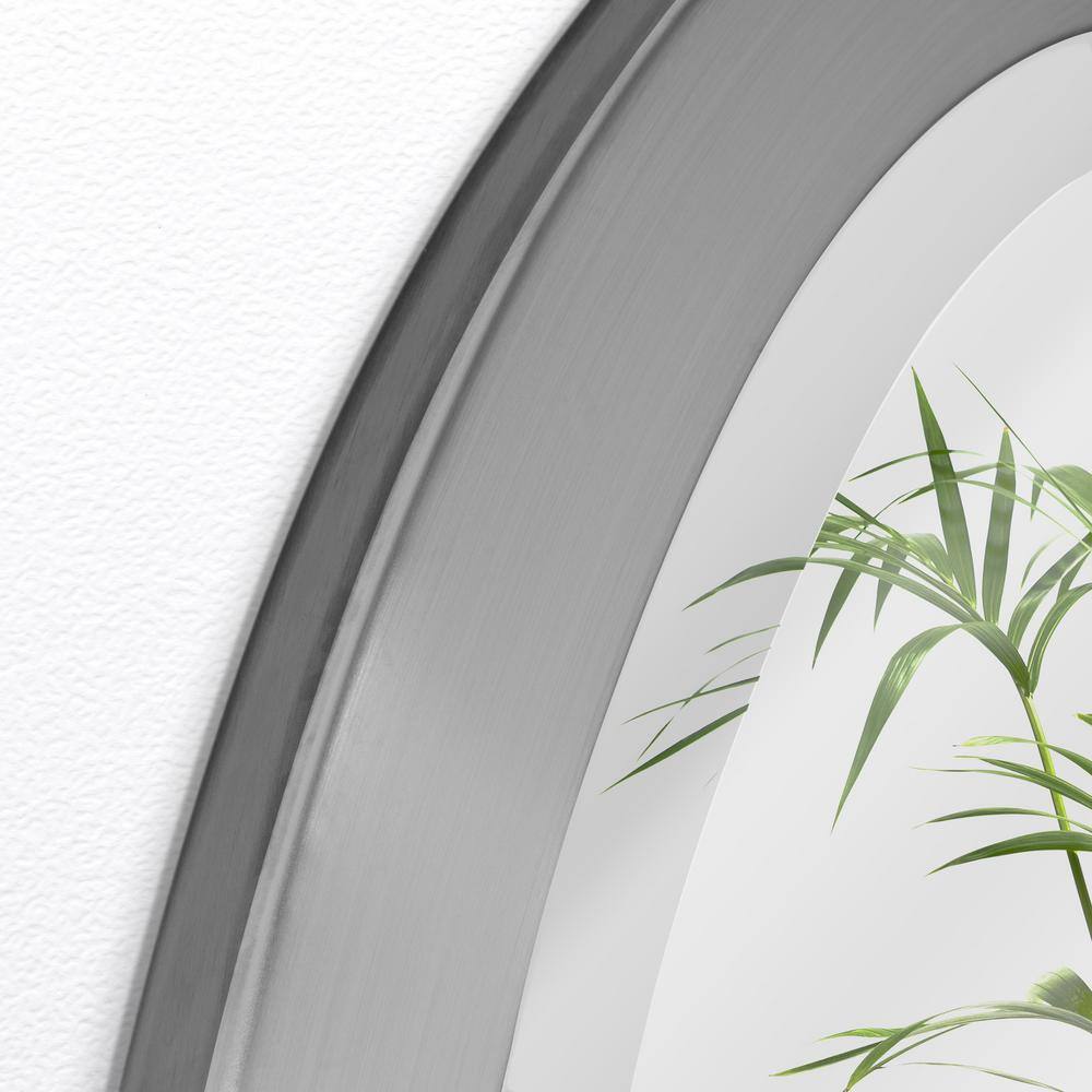 Brushed Nickel Oval Wall Mirror with Silver Frame