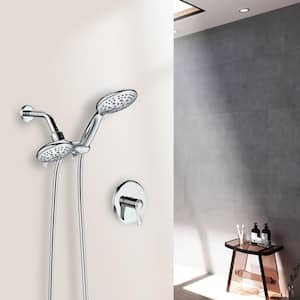 6-Spray Patterns with 1.8 GPM 4 in. Tub Wall Mount Dual Shower Heads in Chrome (Valve Included)