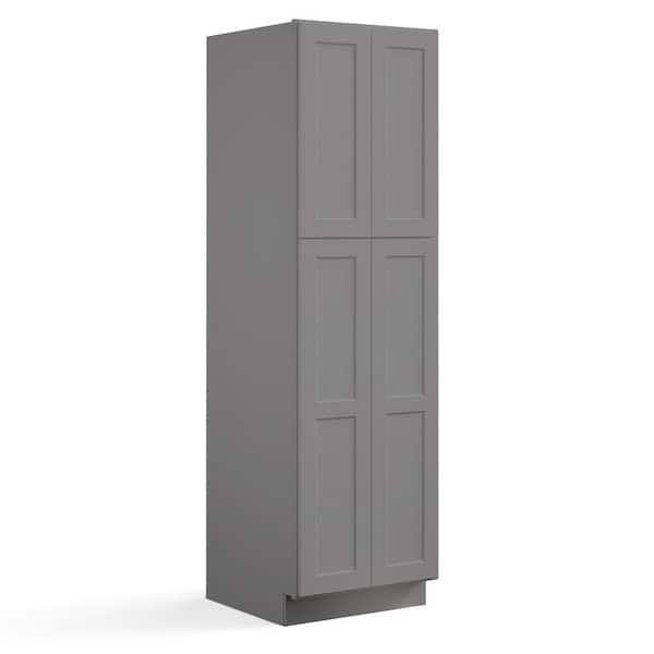 Hausvita 30-in. W x 24-in. D x 96-in. H in Shaker Grey Plywood Ready to Assemble Floor Wall Pantry Kitchen Cabinet