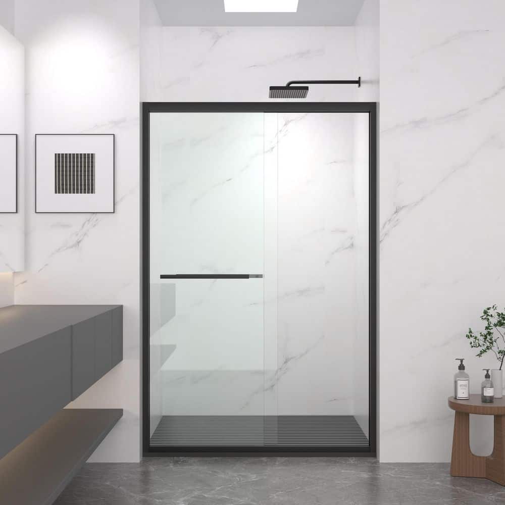 48 in. W x 72 in. H Sliding Aluminum Frame Shower Door in Matt Black with Clear Tempered Glass price history on PriceWatchPro