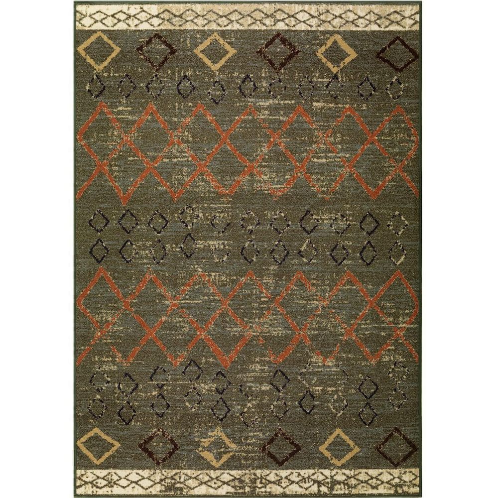 Green Polypropylene 4 ft. x 6 ft. Moroccan Indoor Area Rug