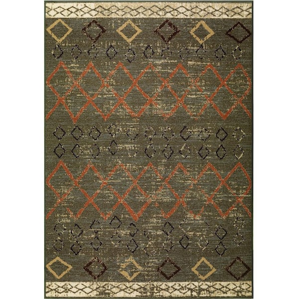 Unbranded Green Polypropylene 4 ft. x 6 ft. Moroccan Indoor Area Rug