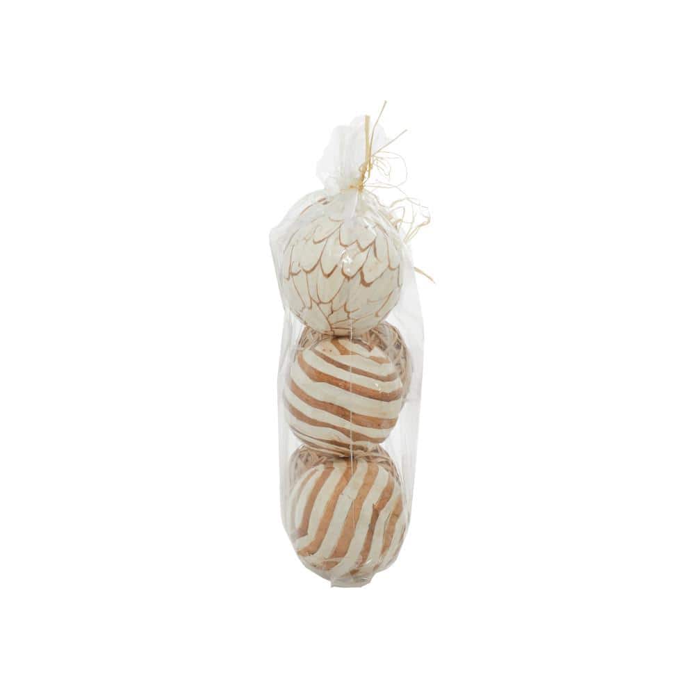 Coastal White and Brown Dried Plant Orbs & Vase Filler Set