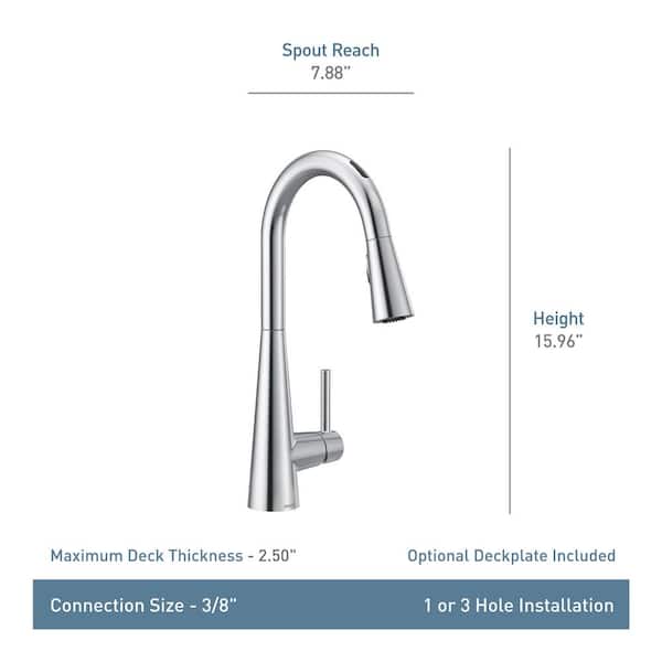 U by Moen Sleek Single-Handle Pull-Down Sprayer Smart Kitchen Faucet with Voice Control in Spot Resist Stainless