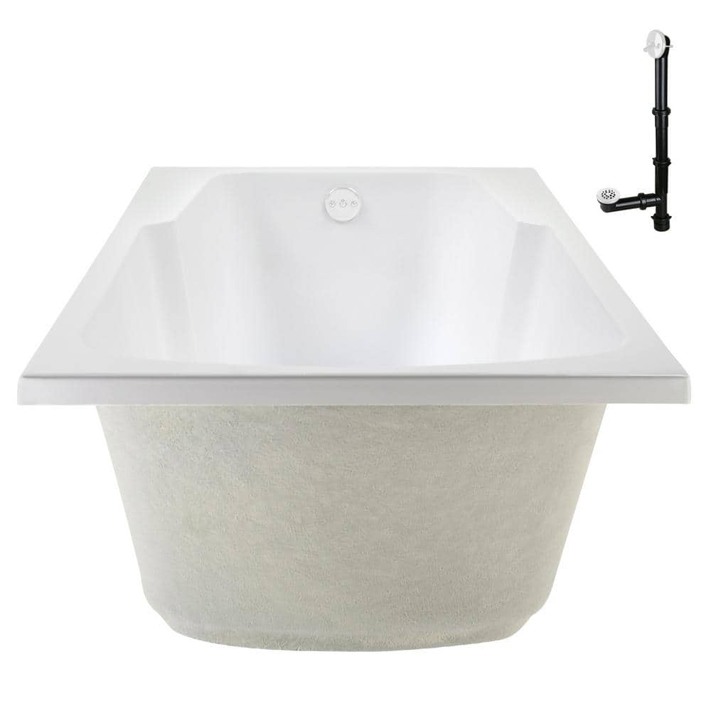 72'' x 36'' Glossy White Acrylic Soaking Drop-In Bathtub