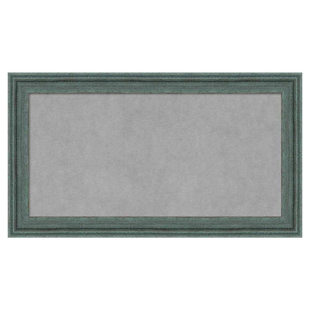 27"x15" Teal Gray Wood Framed Magnetic Board
