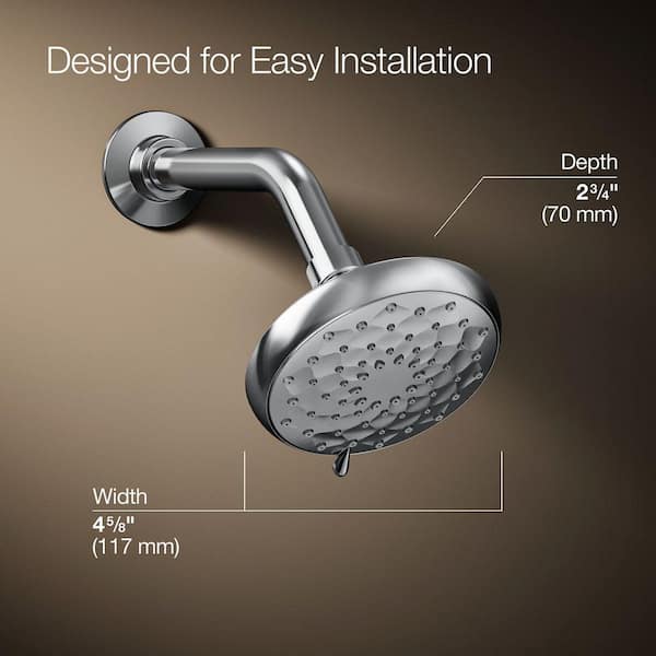 KOHLER Awaken 3-Spray Patterns 4.6 in. H Single Wall Mount Fixed Shower Head in Polished Chrome