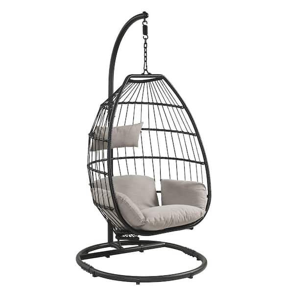 Acme Furniture Oldi Black Steel Frame Outdoor Patio Swing