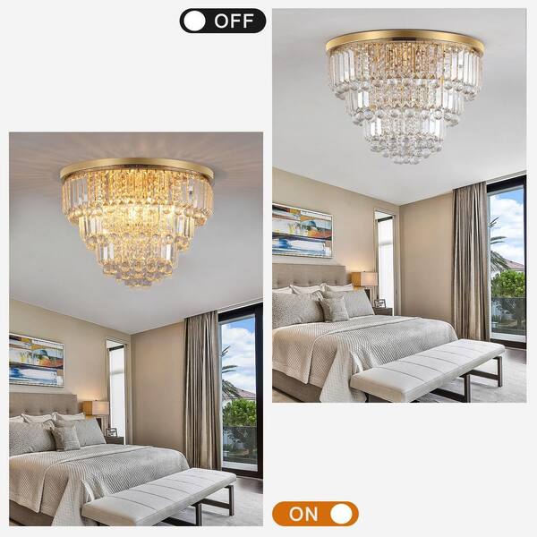 Jushua 6-Light, French Gold Crystal Chandelier Inverted Triangle