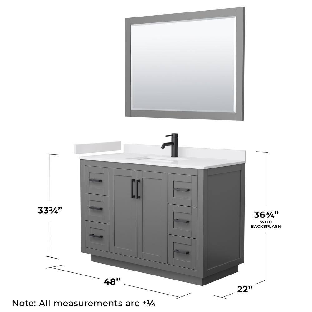 Miranda 48'' Dark Gray Bathroom Vanity with Marble Top and Mirror