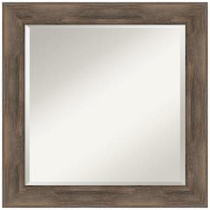 Hardwood Mocha 24.75 in. x 24.75 in. Rustic Square Framed Bathroom Vanity Wall Mirror