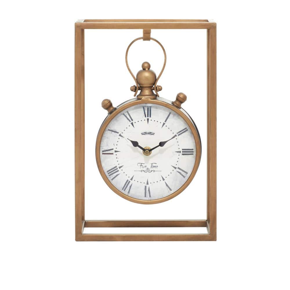 Bronze Metal and Wood Vintage Table Clock