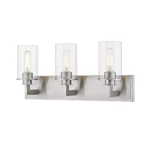 Savannah 23 in. 3-Light Brushed Nickel Vanity Light with Clear Glass