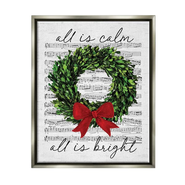 Stupell Industries All Bright Holiday Music by Lettered and Lined 1 Piece Floater Frame Graphic Print Typography Art Print 21 in. x 17 in.