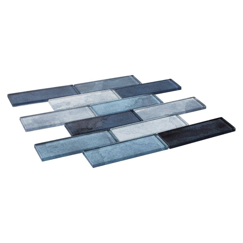 Sky Blue Glass Brick Joint Mosaic Tile for Kitchen and Bathroom